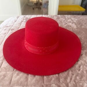 Elegant Red Wide-Brim Hat